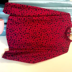 Shein. Red cheetah print blouse